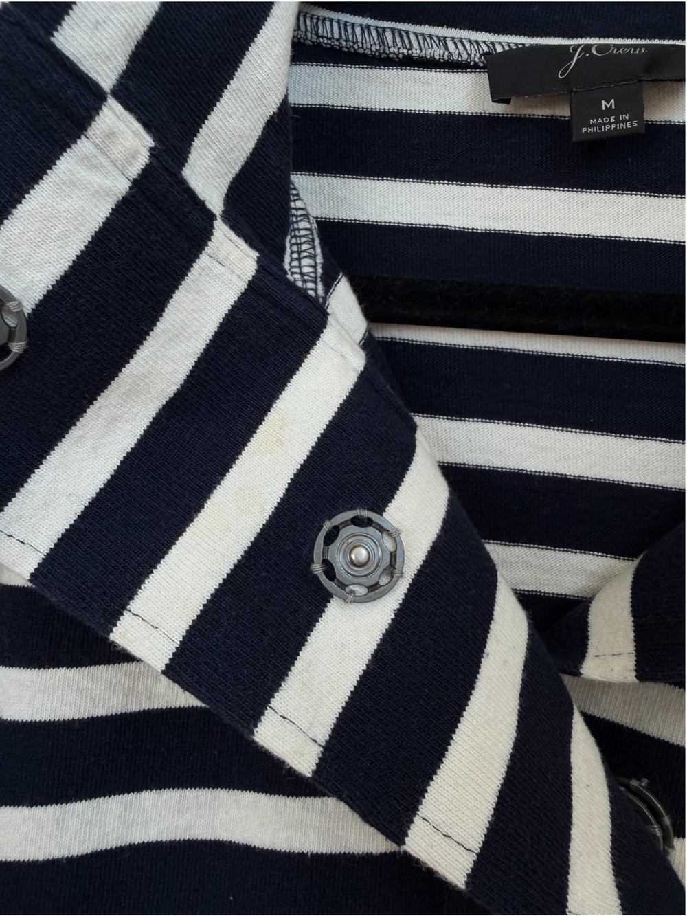 J. Crew Navy and White Striped snap-neck knit popover - Picture 12 of 13